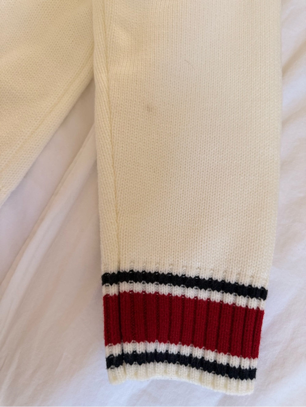 Tommy Hilfiger Cream Knit Sweater with Embroidered Crest - Picture 9 of 10
